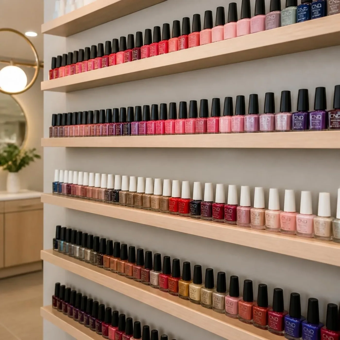 Vitrine de vernis à ongles en institut nail art