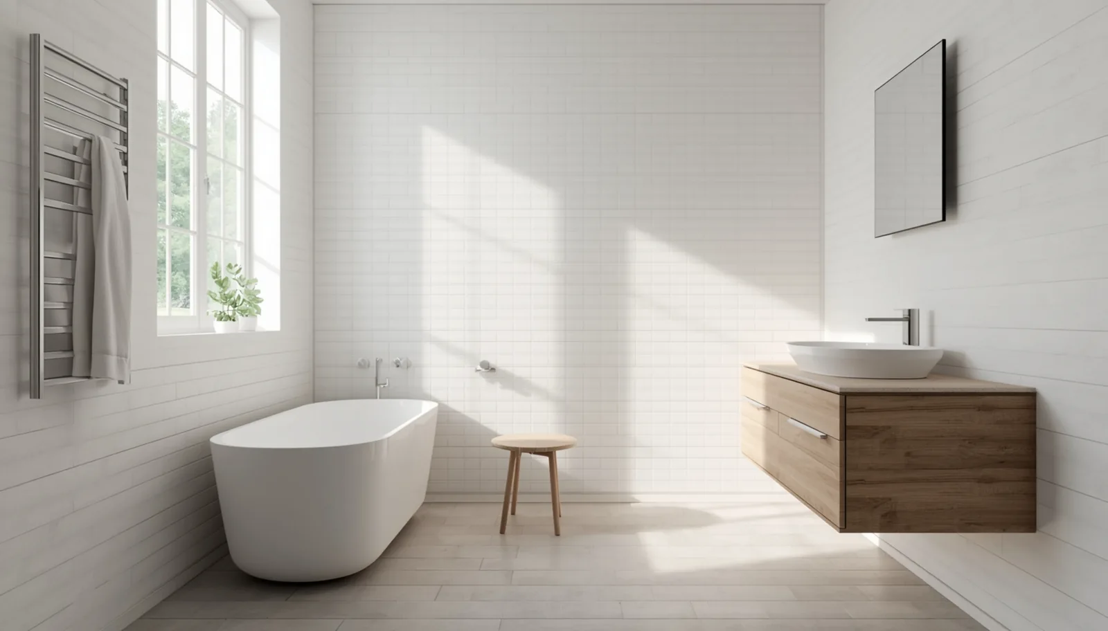 Installation sanitaire avec baignoire et vasque, plombier à Lyon